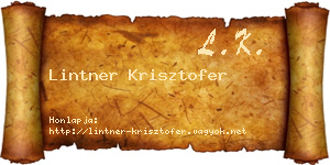Lintner Krisztofer névjegykártya